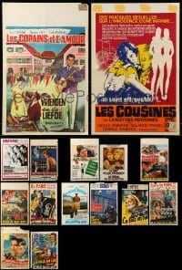 5h447 LOT OF 15 FORMERLY FOLDED BELGIAN POSTERS '50s-70s great images from a variety of movies!