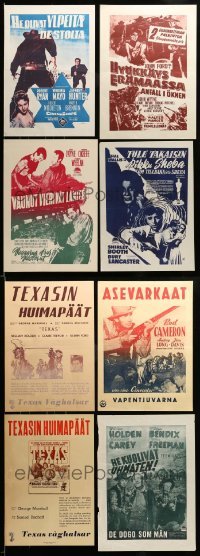 5h454 LOT OF 8 FORMERLY FOLDED FINNISH POSTERS '50s-60s great images from a variety of movies!