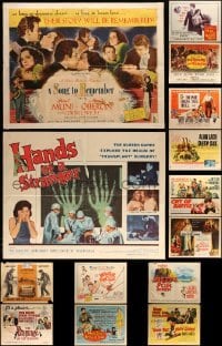 5h433 LOT OF 14 MOSTLY FORMERLY FOLDED HALF-SHEETS '50s-60s great images from different movies!