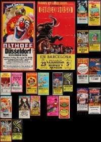 5h448 LOT OF 23 FORMERLY FOLDED NON-U.S. CIRCUS POSTERS '80s-90s art of clowns & animals!