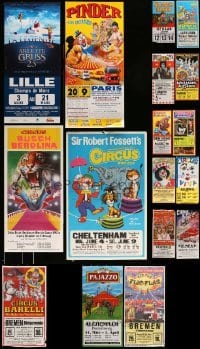 5h450 LOT OF 17 MOSTLY FORMERLY FOLDED NON-U.S. CIRCUS POSTERS '80s-90s art of clowns & animals!