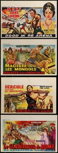 5h444 LOT OF 4 FORMERLY FOLDED 1960S SWORD AND SANDAL STRONGMAN EPIC BELGIAN POSTERS '60s cool!