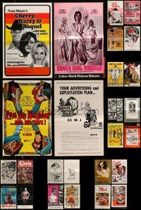 5h308 LOT OF 26 CUT SEXPLOITATION PRESSBOOKS '60s-70s advertising for a variety of sexy movies!