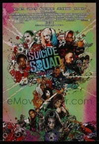 5h461 LOT OF 14 UNFOLDED SUICIDE SQUAD MINI POSTERS '16 cool art of D.C. Comics villains!