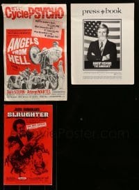 5h322 LOT OF 3 UNCUT PRESSBOOKS '60s-70s Angels From Hell, The Candidate & Slaughter!