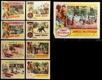 5h202 LOT OF 9 LOBBY CARDS FROM JUNGLE JIM MOVIES '50s great scenes with Johnny Weissmuller!