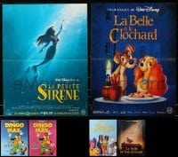 5h443 LOT OF 6 FORMERLY FOLDED DISNEY 16X21 FRENCH POSTERS '90s all from animated features!