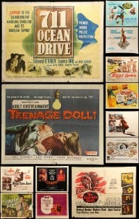 5h420 LOT OF 21 UNFOLDED AND FORMERLY FOLDED HALF-SHEETS '40s-70s from a variety of movies!