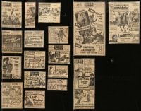 5h249 LOT OF 17 WESTERN MOVIE NEWSPAPER ADS '40s-50s great advertising for cowboy movies!