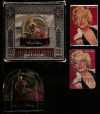 5h214 LOT OF 3 MARILYN MONROE ITEMS '90s waterdome, playing cards & pillow case!