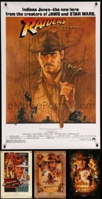 5h577 LOT OF 4 UNFOLDED 27X40 INDIANA JONES ONE-SHEETS '08 one for each part of the series!