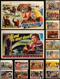 5h445 LOT OF 20 FORMERLY FOLDED BELGIAN POSTERS '50s-70s a variety of different movie images!