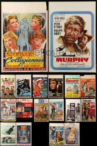 5h446 LOT OF 18 MOSTLY FORMERLY FOLDED BELGIAN POSTERS '50s-70s images from a variety of movies!