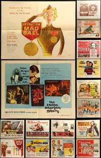 5h427 LOT OF 18 FORMERLY FOLDED MOSTLY 1940S-50S HALF-SHEETS '40s-50s from a variety of movies!