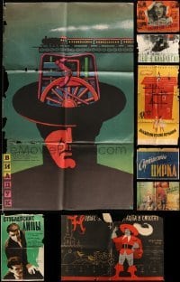 5h301 LOT OF 12 FOLDED RUSSIAN POSTERS '50s-60s great artwork from a variety of movies!