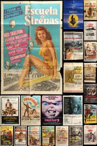 5h106 LOT OF 34 FOLDED ONE-SHEETS '50s-90s great images from a variety of different movies!