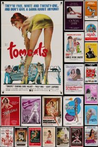 5h103 LOT OF 44 FOLDED SEXPLOITATION ONE-SHEETS '60s-80s great sexy images with some nudity!