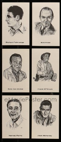 5h234 LOT OF 6 POSTCARDS OF HOLLYWOOD STUNTMEN '60s great art portraits by Hagner!