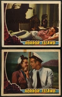5j938 HORROR ISLAND 2 LCs '41 Foran, 1 w/Peggy Moran in bed and sinister shadow on the wall!