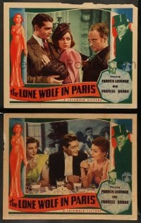 5j953 LONE WOLF IN PARIS 2 LCs '38 great images of detective Francis Lederer & Frances Drake!