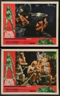 5j970 ONE MILLION YEARS B.C. 2 LCs '66 images of sexiest prehistoric cave woman Raquel Welch!