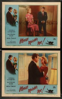 5j971 PLEASE MURDER ME 2 LCs '56 Godfrey, great images of Angela Lansbury and Raymond Burr!