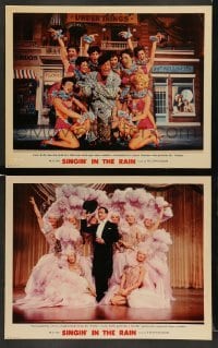 5j981 SINGIN' IN THE RAIN 2 photolobbies '52 both great images of Gene Kelly with pretty chorines!