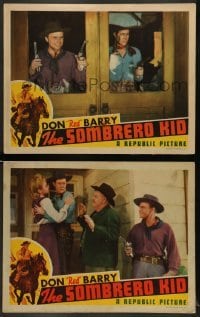 5j982 SOMBRERO KID 2 LCs '42 great images of Don 'Red' Barry and sexiest Lynn Merrick!