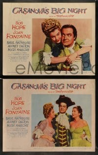 5j085 CASANOVA'S BIG NIGHT 8 LCs '54 great images of Bob Hope & sexy Joan Fontaine, Basil Rathbone!