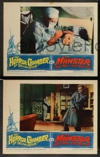 5j769 EYES WITHOUT A FACE/MANSTER 4 LCs '62 horror double-bill, the master suspense thrill show!
