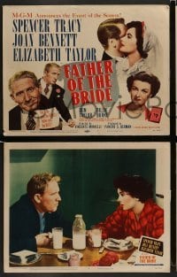 5j153 FATHER OF THE BRIDE 8 LCs '50 Elizabeth Taylor, Spencer Tracy, Joan Bennett, Russ Tamblyn!