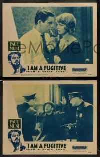 5j868 I AM A FUGITIVE FROM A CHAIN GANG 3 LCs R56 border art of convict Paul Muni on a chain gang!