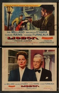 5j259 LISBON 8 LCs '56 Ray Milland & Maureen O'Hara in the city of intrigue & murder!