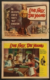 5j262 LIVE FAST DIE YOUNG 8 LCs '58 tc & border art of bad girl Mary Murphy on street corner!
