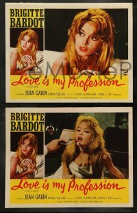 5j872 LOVE IS MY PROFESSION 3 LCs '59 Georges Simenon's En Cas de Malheur, sexy Brigitte Bardot!