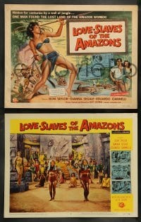 5j276 LOVE-SLAVES OF THE AMAZONS 8 LCs '57 Gianna Segale, sexy barely-dressed female natives!