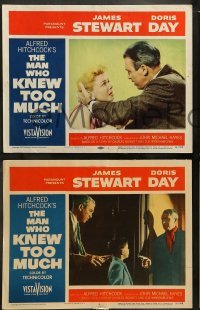 5j635 MAN WHO KNEW TOO MUCH 6 LCs '56 Alfred Hitchcock, husband & wife Jimmy Stewart & Doris Day!