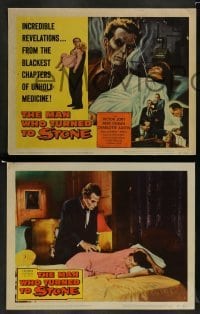 5j282 MAN WHO TURNED TO STONE 8 LCs '57 Victor Jory practices unholy medicine, cool horror images!