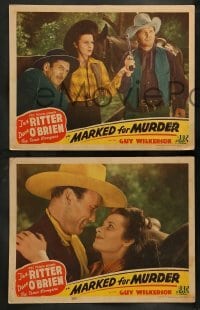 5j875 MARKED FOR MURDER 3 LCs '45 Tex Ritter, Dave O'Brien & Guy Wilkerson are Texas Rangers!