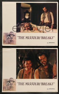 5j298 MISSOURI BREAKS 8 LCs '76 Marlon Brando & Jack Nicholson, border art by Bob Peak!