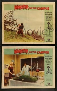 5j640 MONSTER ON THE CAMPUS 6 LCs '58 Reynold Brown art of test tube terror amok on the college!