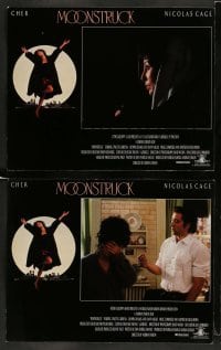 5j554 MOONSTRUCK 7 LCs '87 Nicholas Cage, Olympia Dukakis, Cher in New York City!