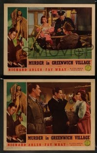 5j878 MURDER IN GREENWICH VILLAGE 3 LCs '37 Richard Arlen's arms were Fay Wray's alibi in New York!