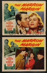5j803 NARROW MARGIN 4 LCs '52 Richard Fleischer classic film noir, Charles McGraw catches bad guy!