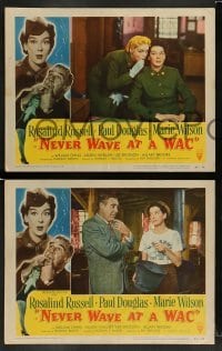 5j319 NEVER WAVE AT A WAC 8 LCs '53 great images of Rosalind Russell + Paul Douglas!