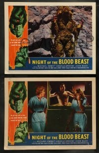 5j804 NIGHT OF THE BLOOD BEAST 4 LCs '58 images of the head hunting thing, no girl was safe!