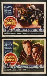 5j561 PLANET OF THE VAMPIRES 7 LCs '65 Mario Bava, beings of the future, Reynold Brown border art!