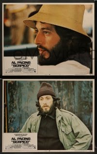 5j407 SERPICO 8 LCs '74 Sidney Lumet crime classic, great images of undercover cop Al Pacino!