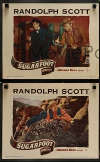 5j827 SUGARFOOT 4 LCs '51 cowboy Randolph Scott in western action & w/pretty Adele Jergens!