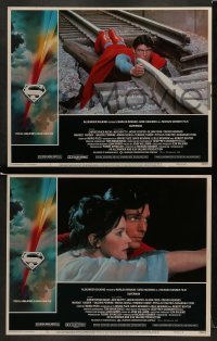 5j655 SUPERMAN 6 LCs '78 Christopher Reeve in costume with Metropolis skyline in the background!